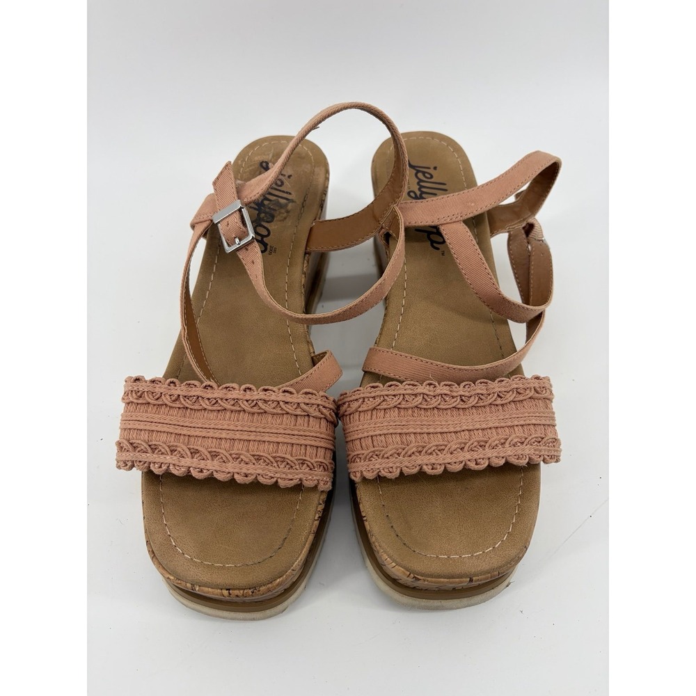 Jellypop, Terre Cork Wedge Strappy Mauve Pink Sandals, Women's Size 9
